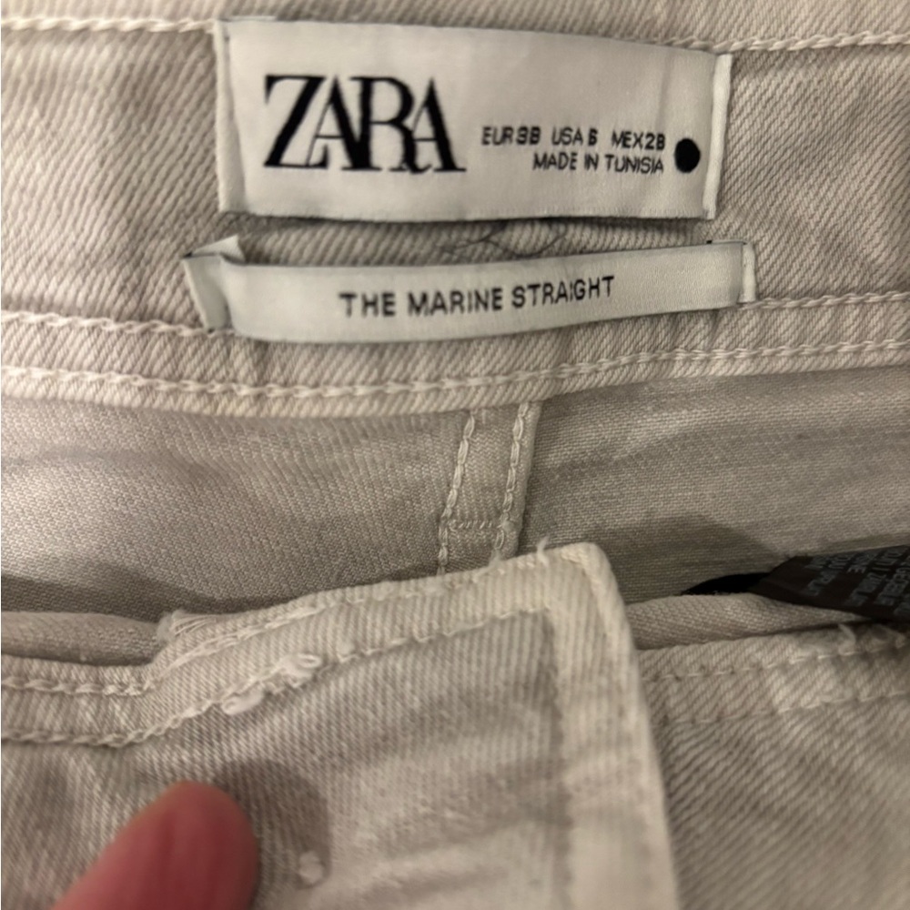 Zara Beige Straight-Leg Pants size 6 - Picture 2 of 3
